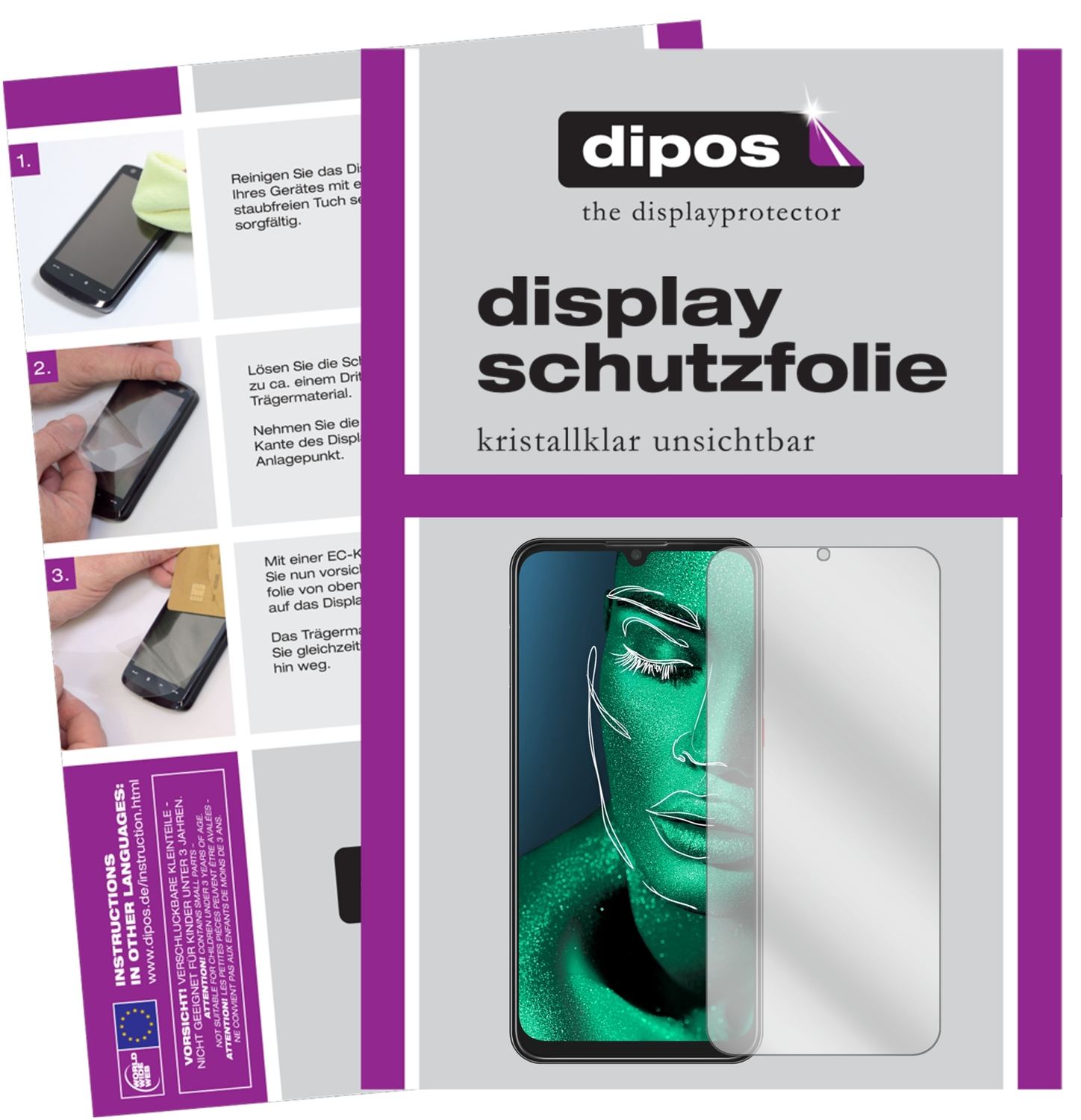 Klare Displayschutzfolie von dipos passend für ZTE Blade V10 Vita, präziser Zuschnitt und blasenfrei montiert