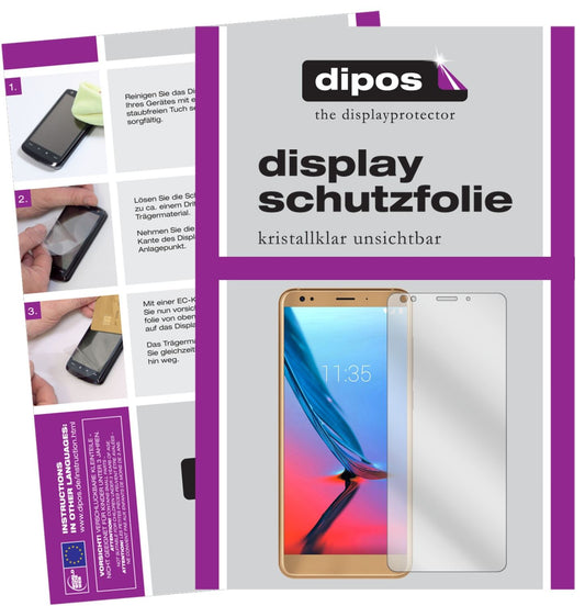 Klare Displayschutzfolie von dipos passend für ZTE Blade V9, präziser Zuschnitt und blasenfrei montiert