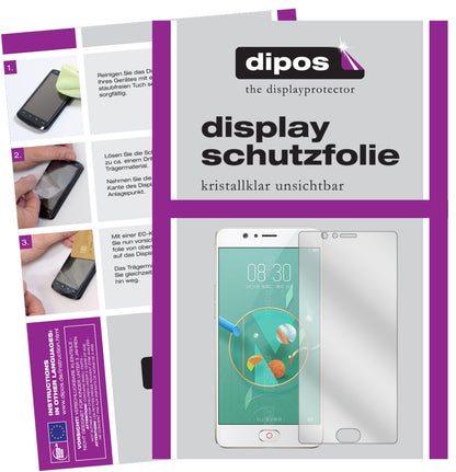 Klare Displayschutzfolie von dipos passend für ZTE Nubia M2, präziser Zuschnitt und blasenfrei montiert