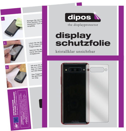 Klare Displayschutzfolie von dipos passend für ZTE nubia Z20 Rückseite, präziser Zuschnitt und blasenfrei montiert