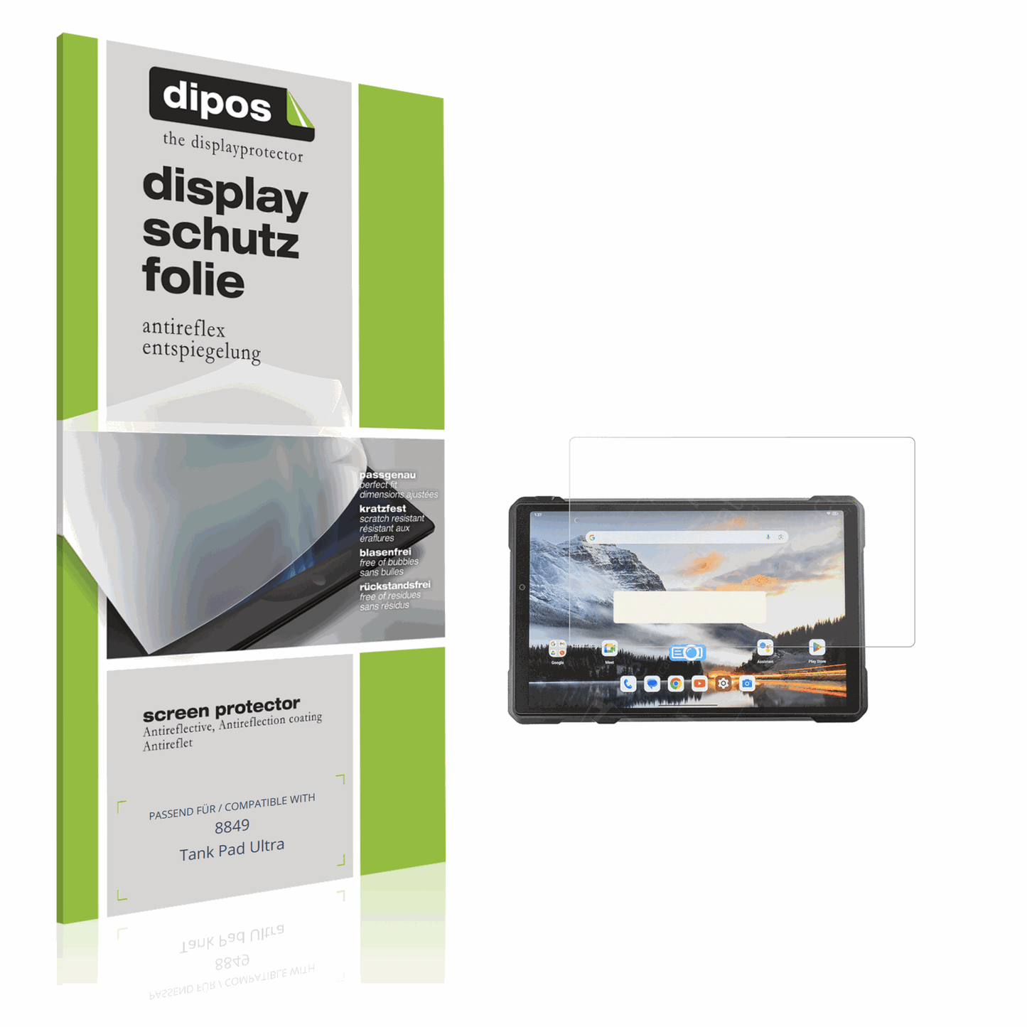 Matte Displayschutzfolie von dipos passend für 8849 Tank Pad Ultra, präziser Zuschnitt und blasenfrei montiert