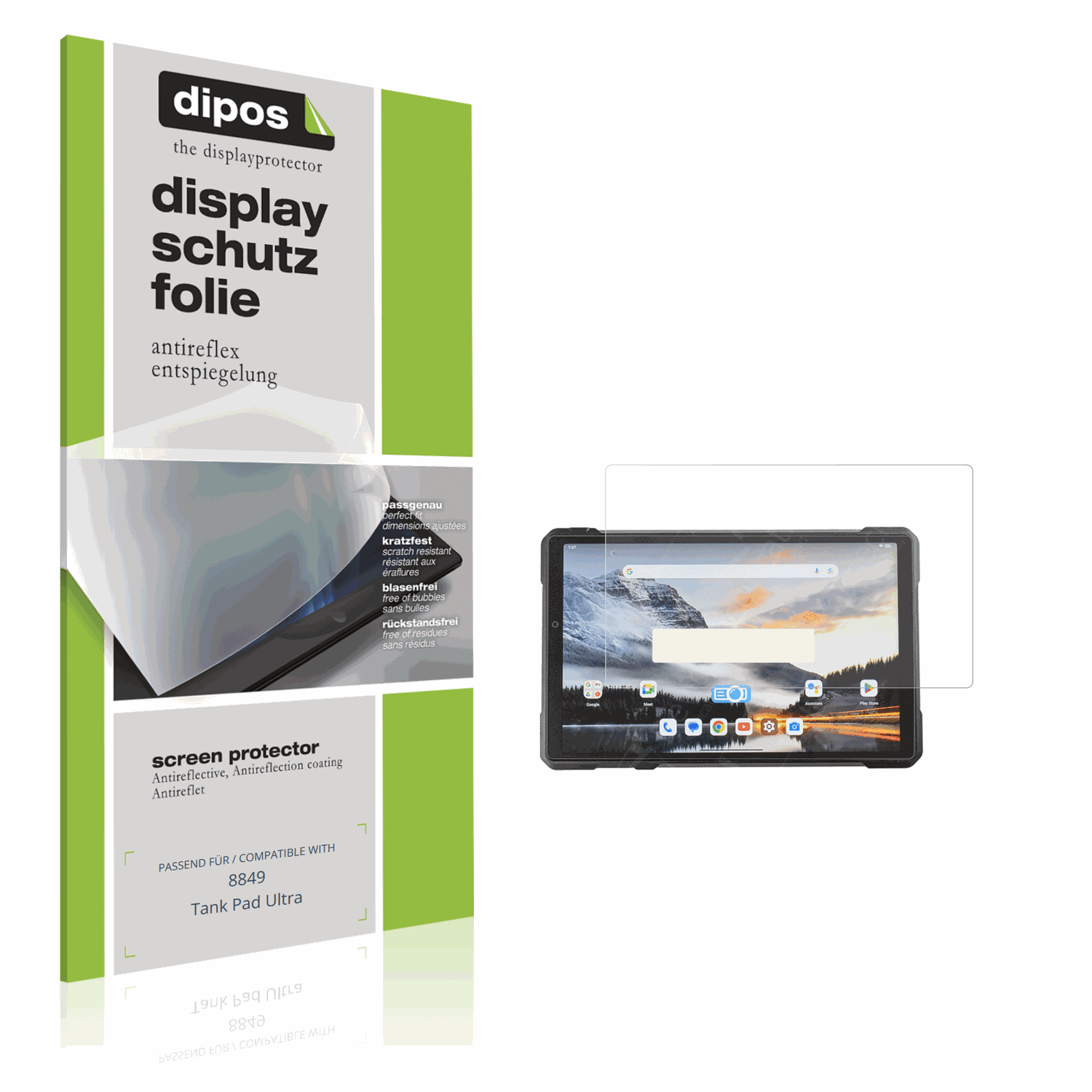 Matte Displayschutzfolie von dipos passend für 8849 Tank Pad Ultra, präziser Zuschnitt und blasenfrei montiert