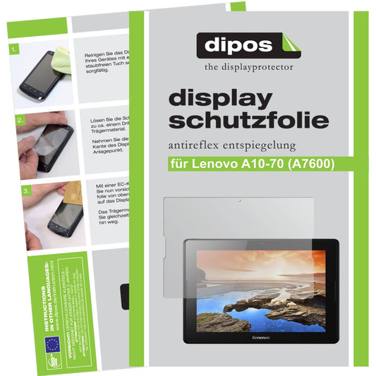 Matte Displayschutzfolie von dipos passend für A10-70 Lenovo, präziser Zuschnitt und blasenfrei montiert