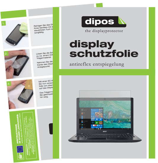 Matte Displayschutzfolie von dipos passend für Acer Aspire E 15, präziser Zuschnitt und blasenfrei montiert
