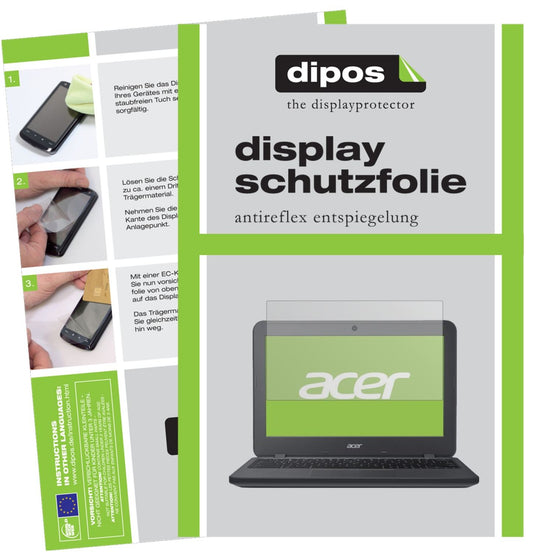 Matte Displayschutzfolie von dipos passend für Acer Chromebook 11 N7, präziser Zuschnitt und blasenfrei montiert