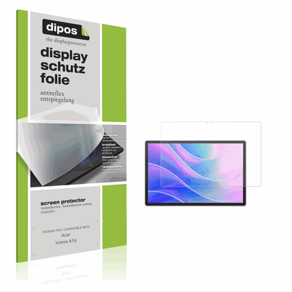 Matte Displayschutzfolie von dipos passend für Acer Iconia A16, präziser Zuschnitt und blasenfrei montiert