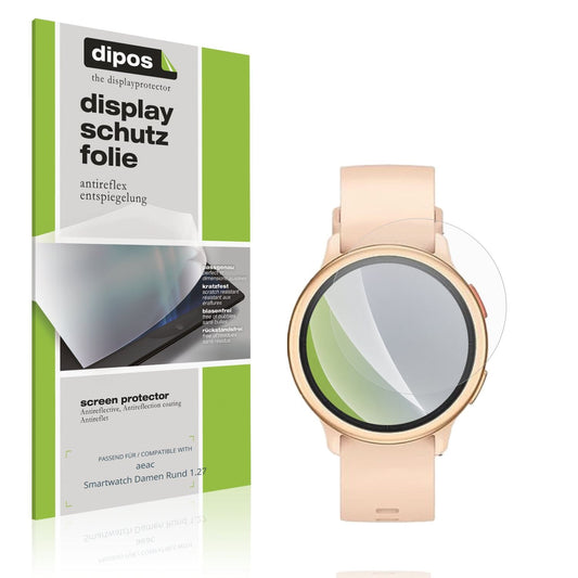 Matte Displayschutzfolie von dipos passend für aeac Smartwatch Damen Rund 1.27, präziser Zuschnitt und blasenfrei montiert