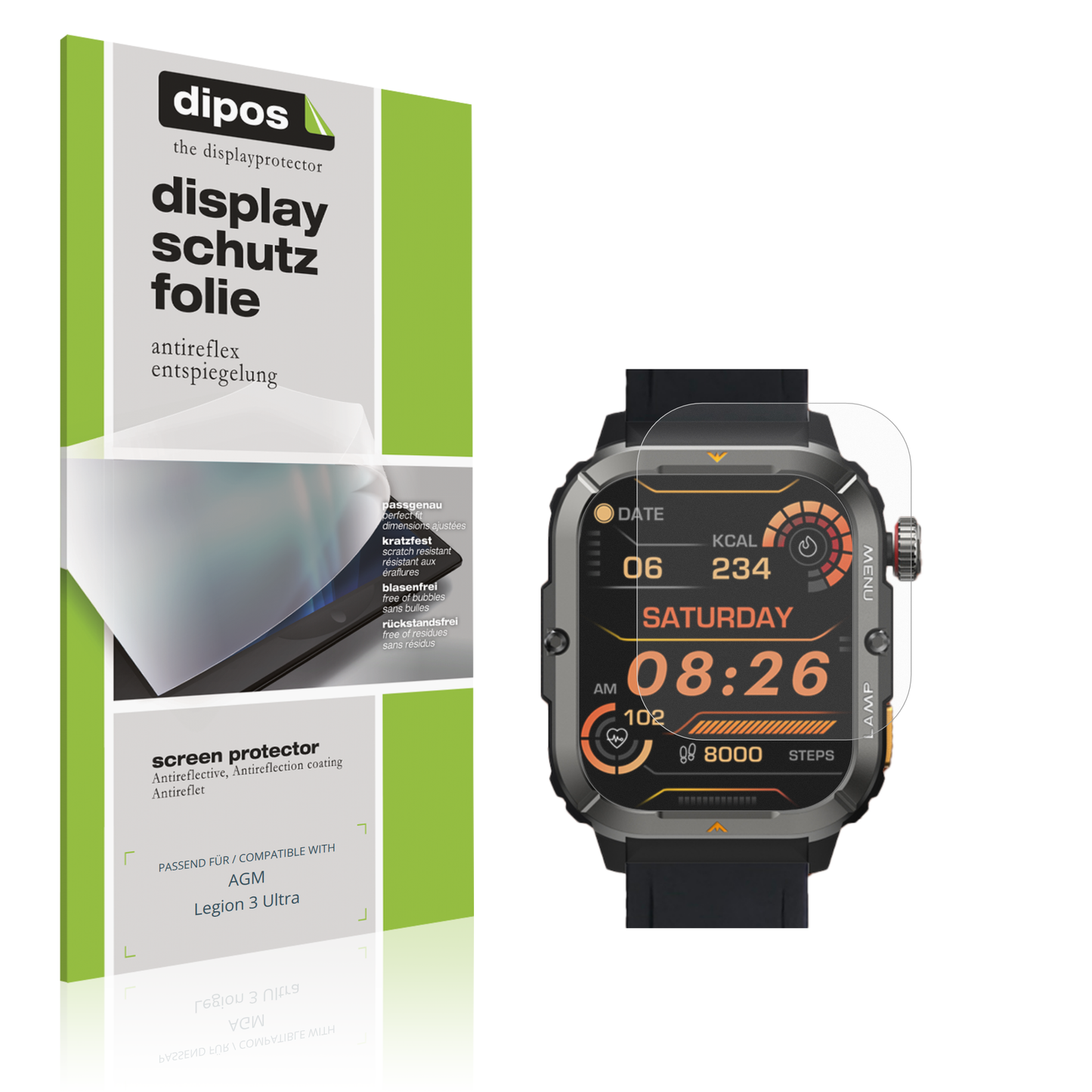 Matte Displayschutzfolie von dipos passend für AGM Legion 3 Ultra, präziser Zuschnitt und blasenfrei montiert