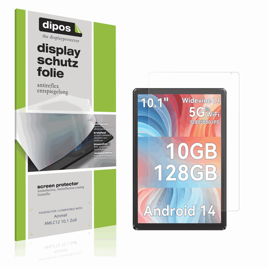 Matte Displayschutzfolie von dipos passend f�r Ainmel AMLC12 10.1 Zoll, pr�ziser Zuschnitt und blasenfrei montiert