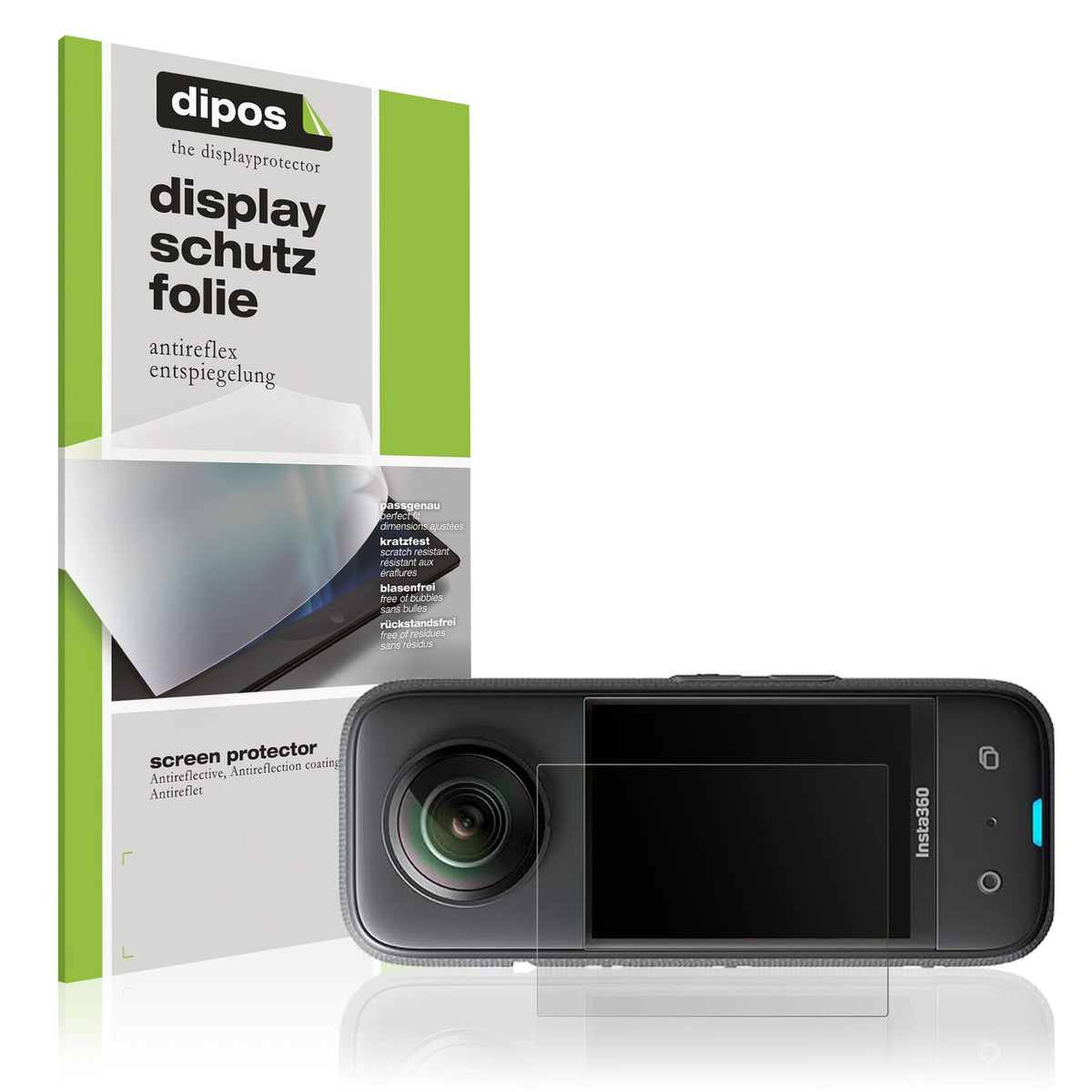 Matte Displayschutzfolie von dipos passend für Akaso 360 Grad Action Cam, präziser Zuschnitt und blasenfrei montiert