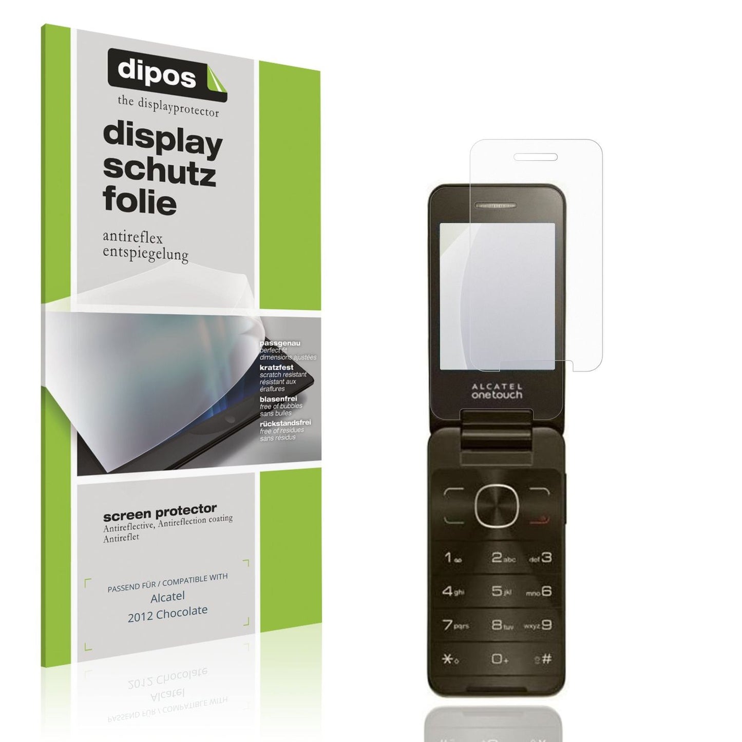 Matte Displayschutzfolie von dipos passend für Alcatel 2012 Chocolate, präziser Zuschnitt und blasenfrei montiert
