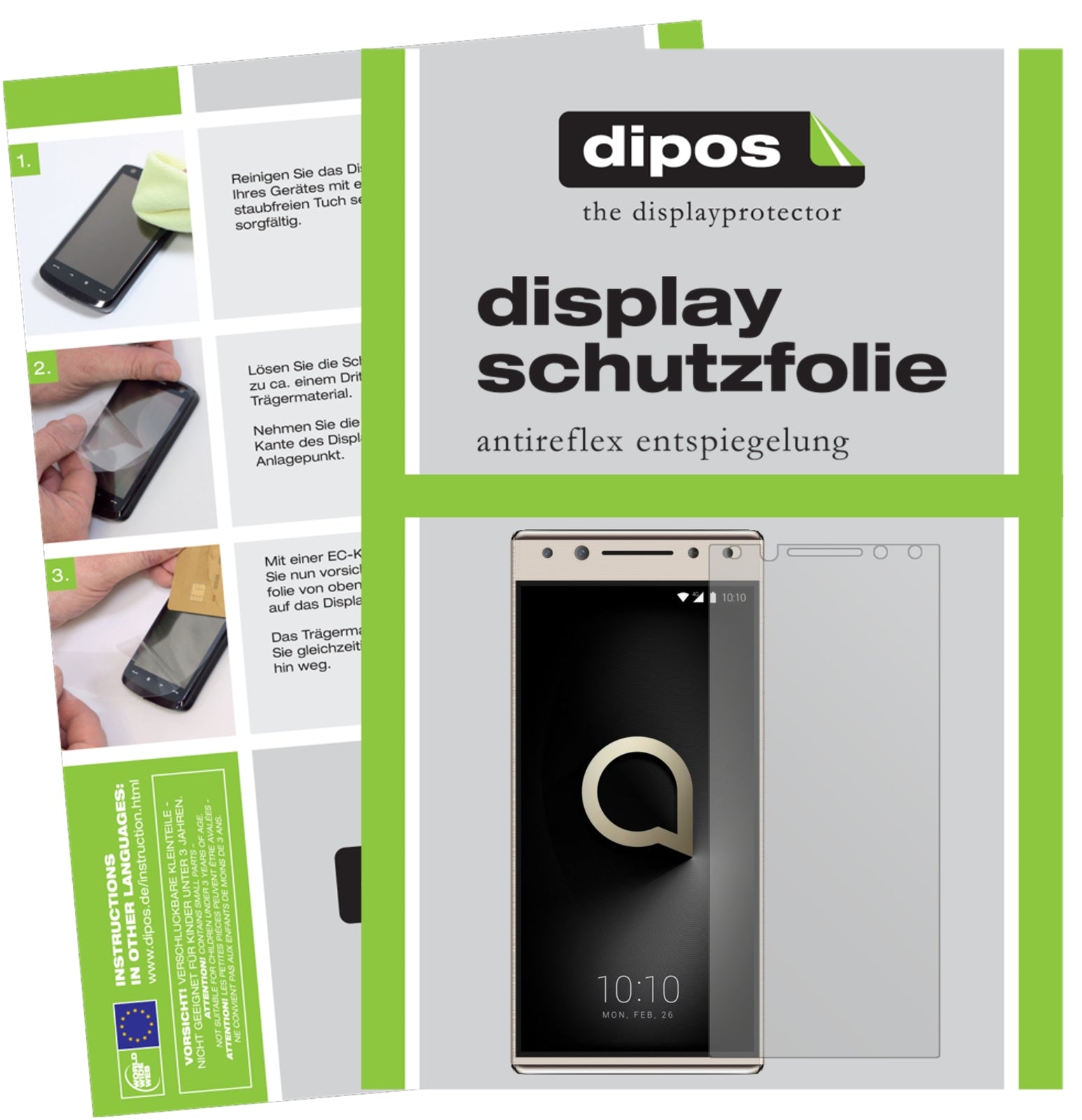 Matte Displayschutzfolie von dipos passend für Alcatel 5, präziser Zuschnitt und blasenfrei montiert