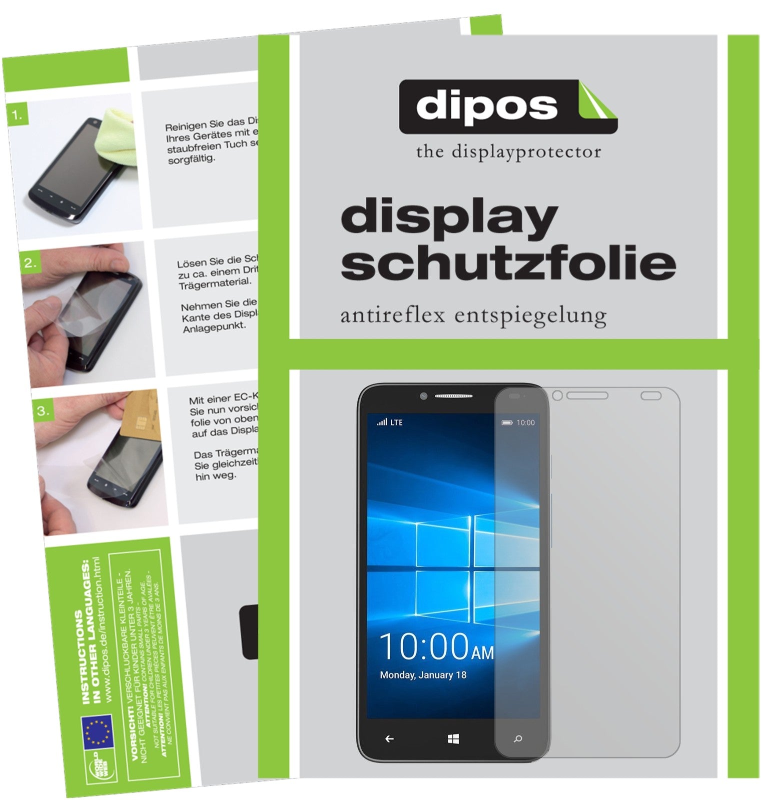 Matte Displayschutzfolie von dipos passend für Alcatel Idol 4 Pro, präziser Zuschnitt und blasenfrei montiert