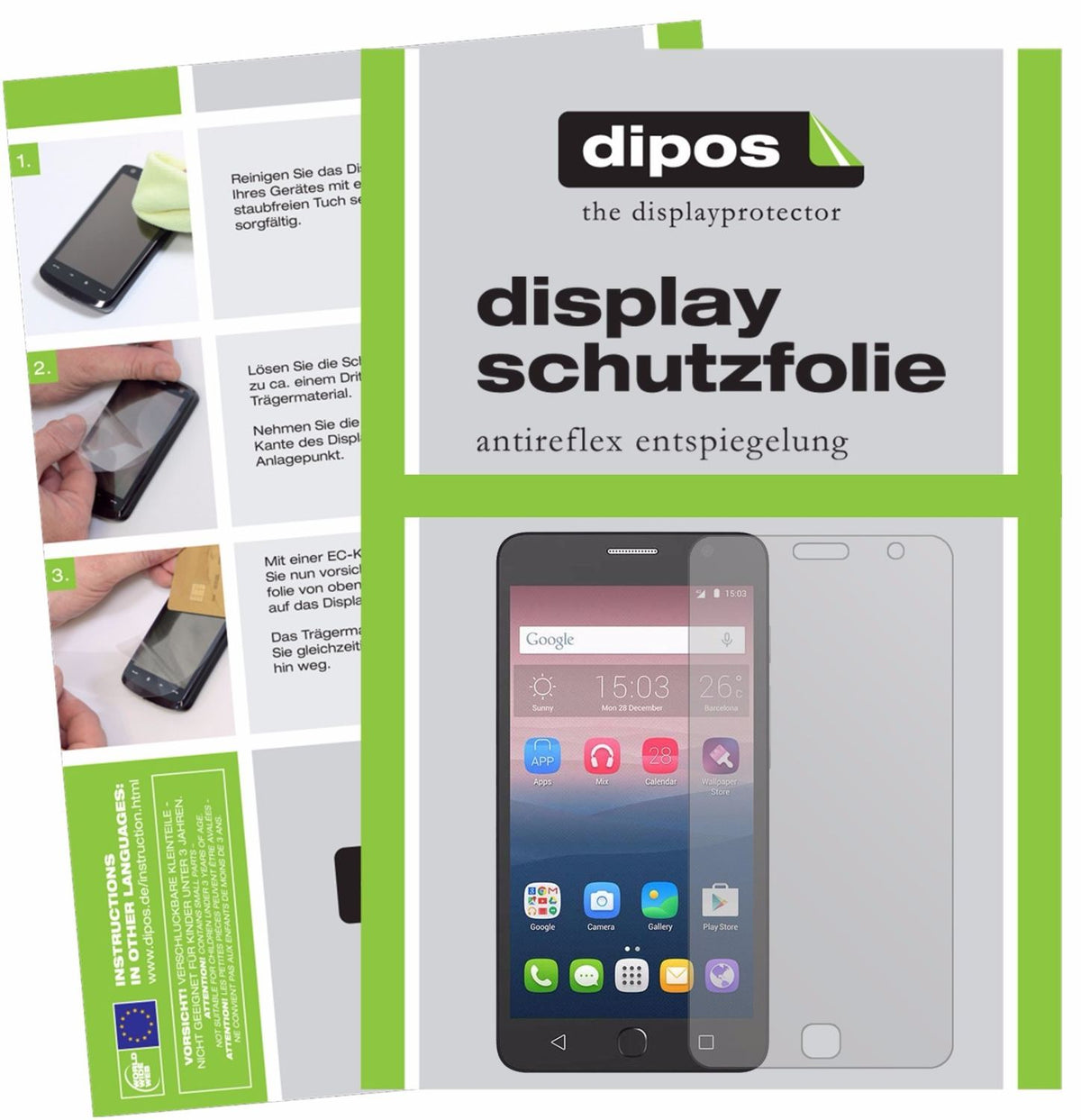 Matte Displayschutzfolie von dipos passend für Alcatel Pop Star, präziser Zuschnitt und blasenfrei montiert