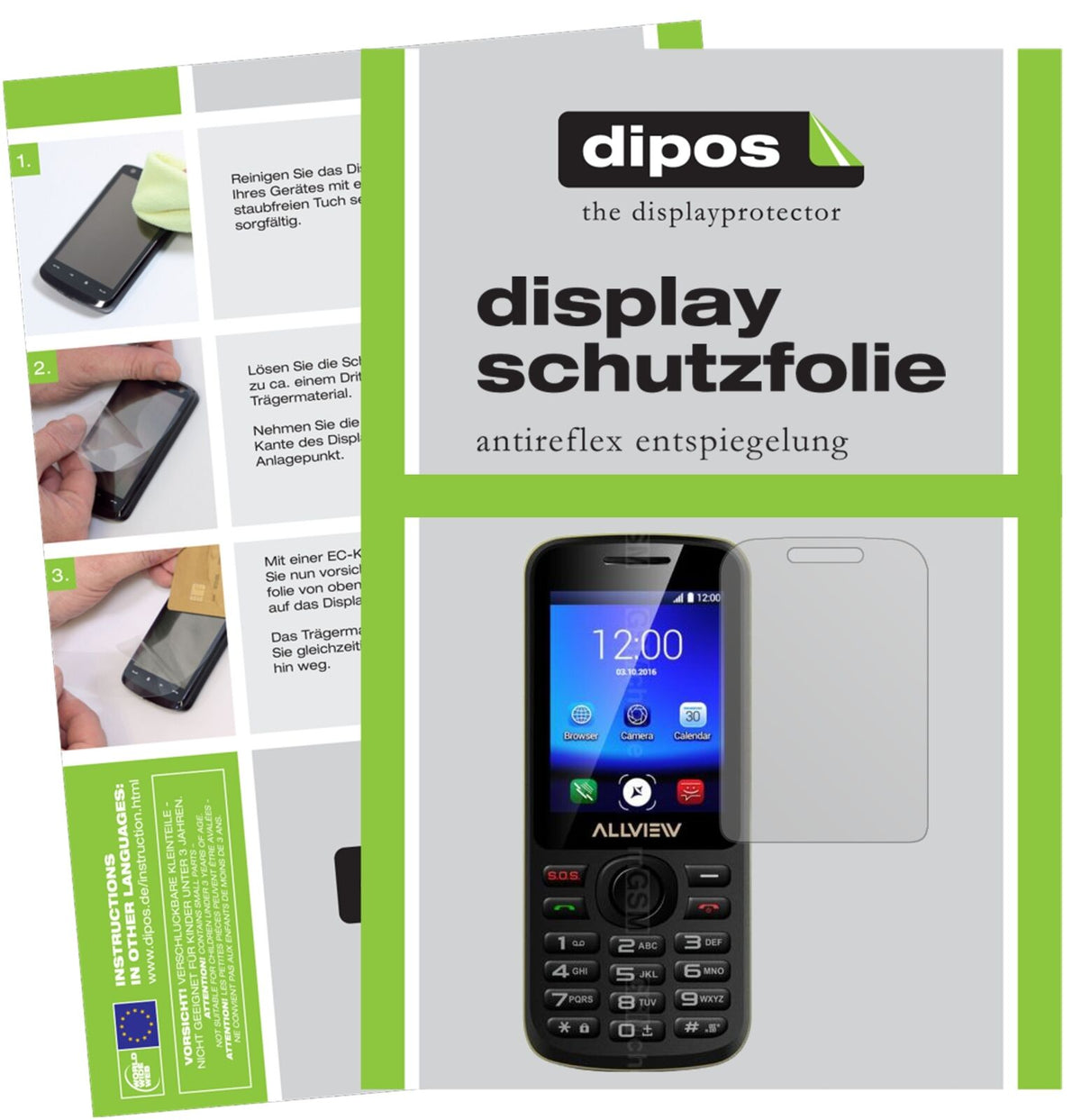 Matte Displayschutzfolie von dipos passend für Allview M9 Connect, präziser Zuschnitt und blasenfrei montiert