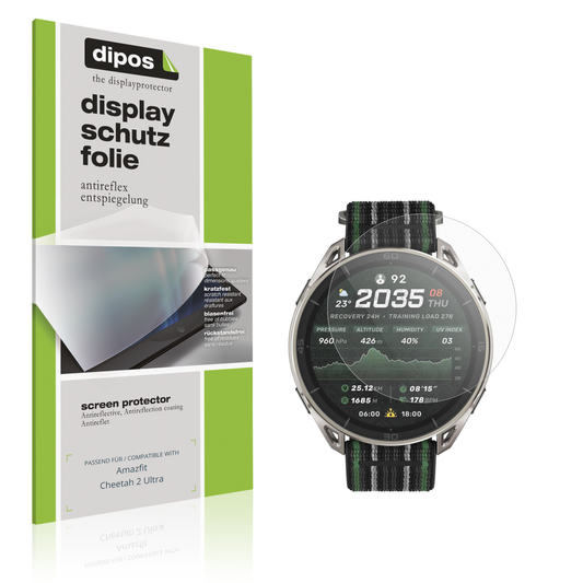 Matte Displayschutzfolie von dipos passend für Amazfit Cheetah 2 Ultra, präziser Zuschnitt und blasenfrei montiert