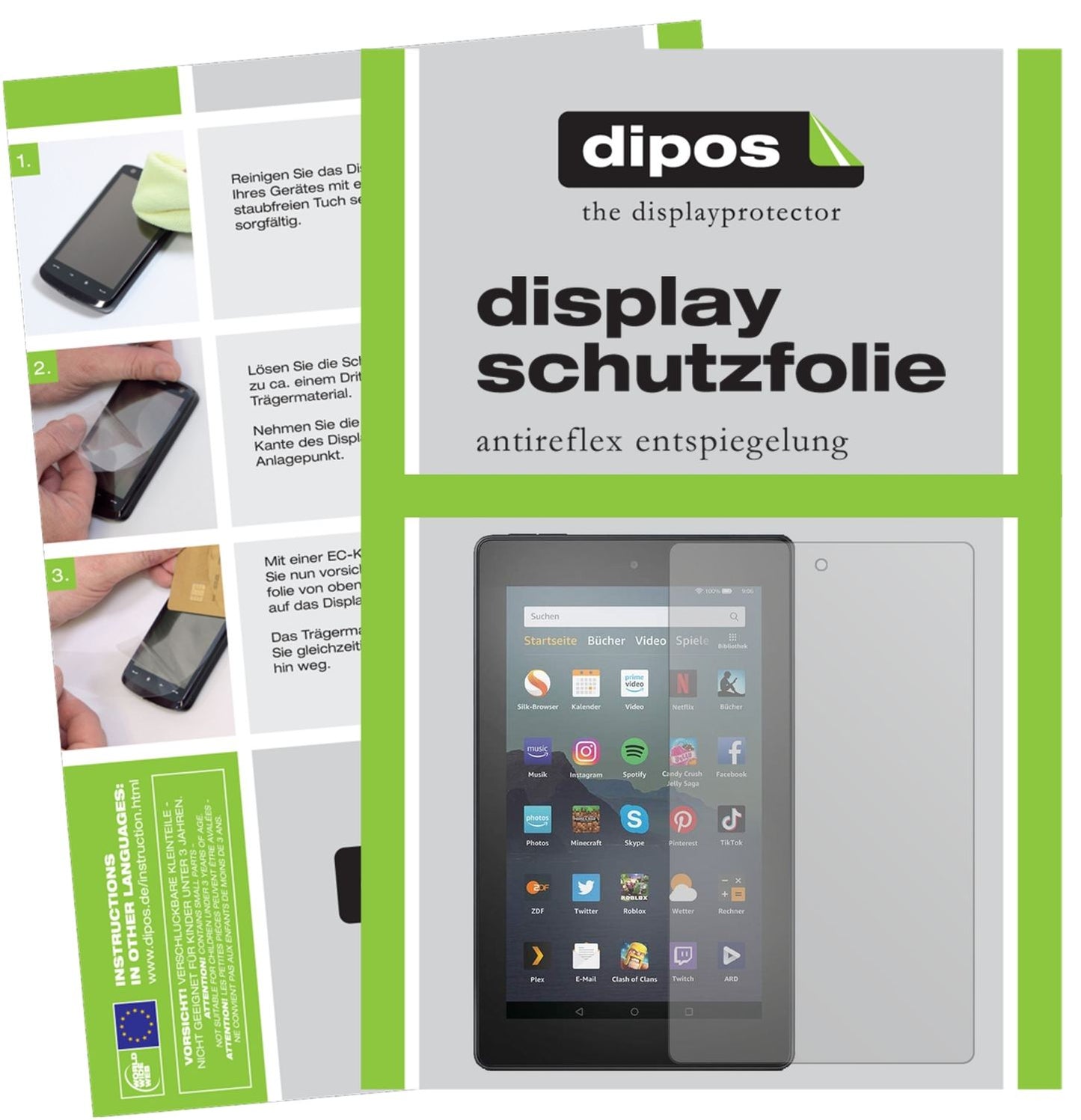 Matte Displayschutzfolie von dipos passend für Amazon Fire 7 Tablet 9. Generation (2019), präziser Zuschnitt und blasenfrei montiert