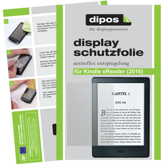 Matte Displayschutzfolie von dipos passend für Amazon Kinde eReader (2016), präziser Zuschnitt und blasenfrei montiert