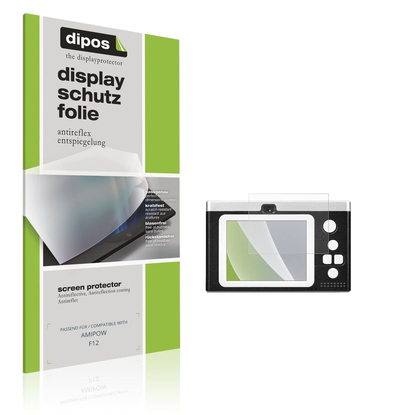 Matte Displayschutzfolie von dipos passend für AMIPOW F12, präziser Zuschnitt und blasenfrei montiert