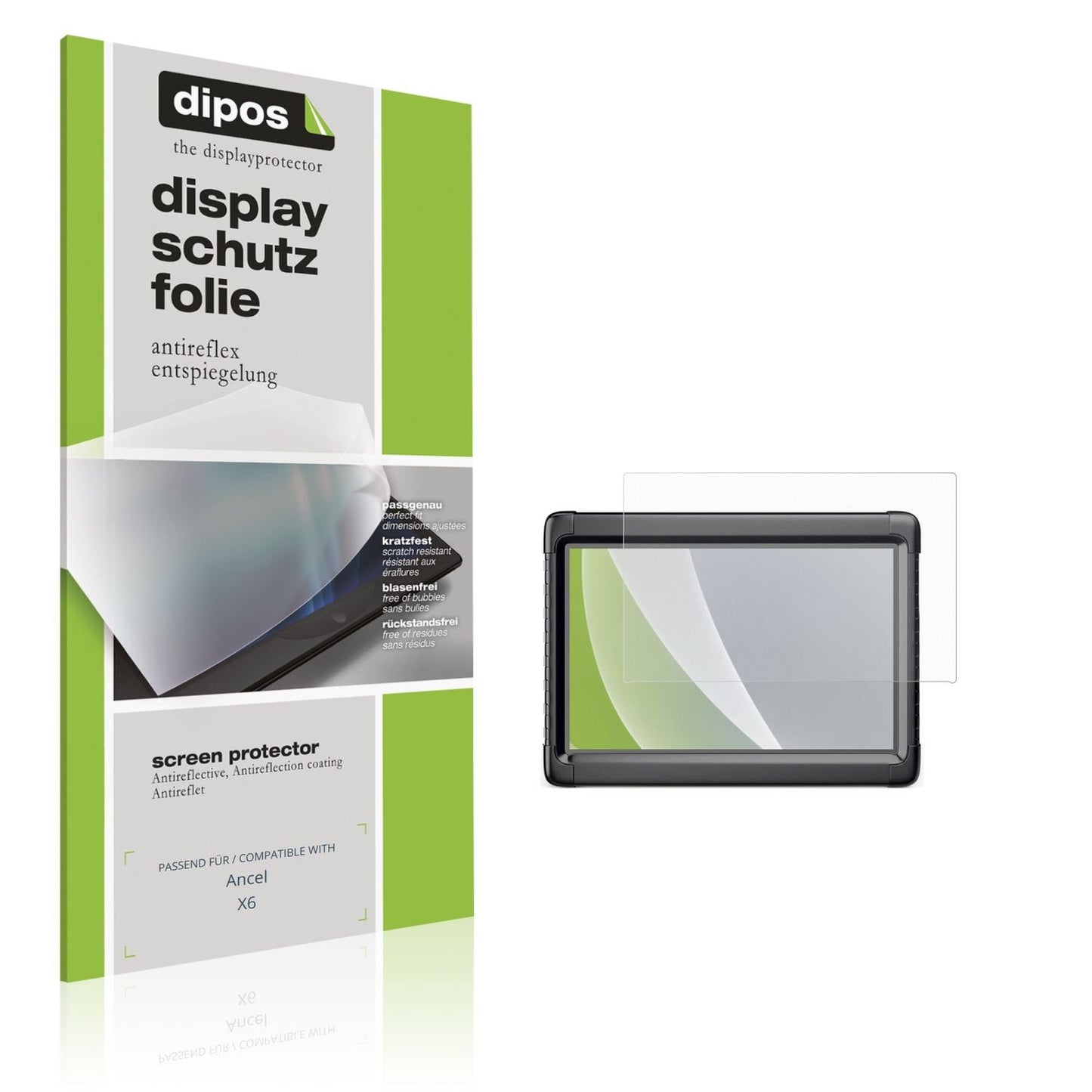 Matte Displayschutzfolie von dipos passend für Ancel X6, präziser Zuschnitt und blasenfrei montiert