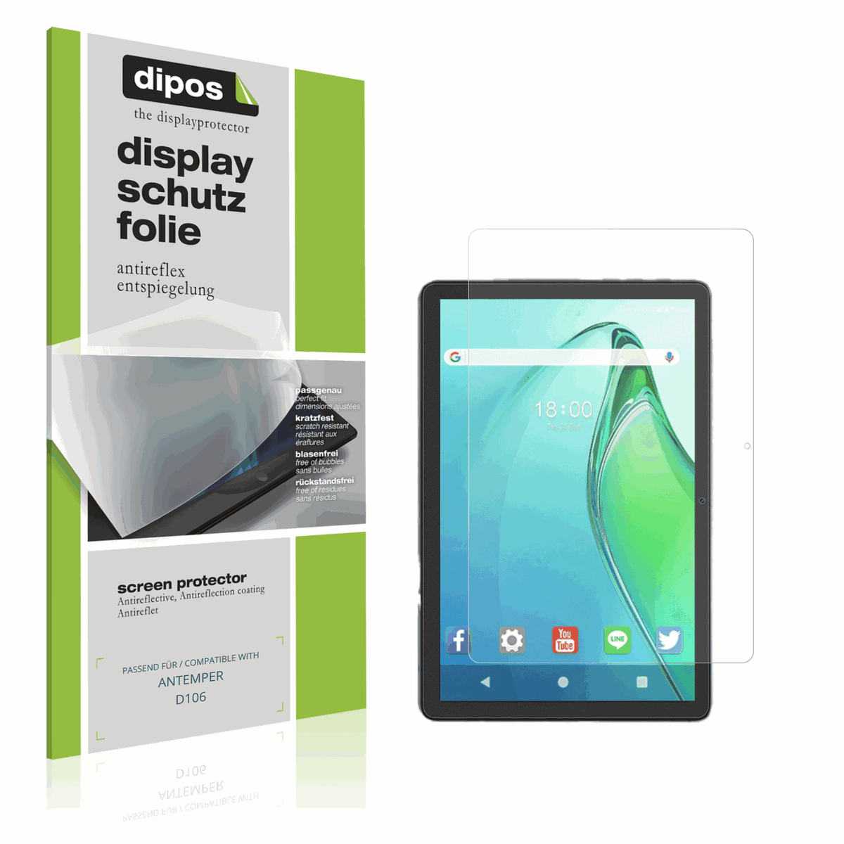 Matte Displayschutzfolie von dipos passend für ANTEMPER D106, präziser Zuschnitt und blasenfrei montiert