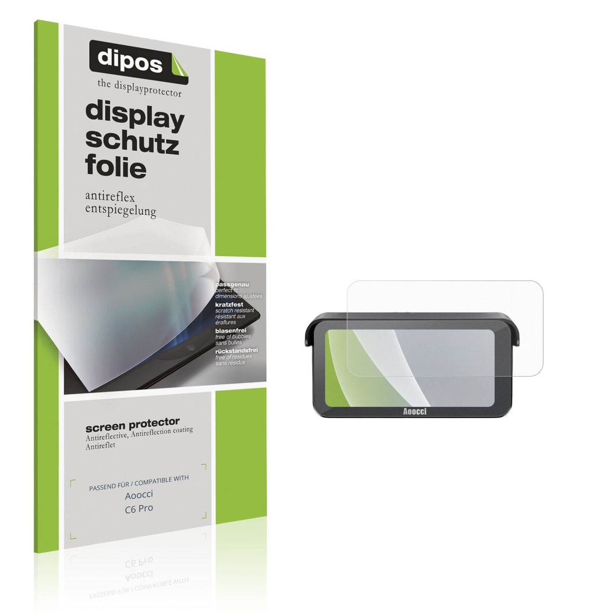 Matte Displayschutzfolie von dipos passend für Aoocci C6 Pro, präziser Zuschnitt und blasenfrei montiert