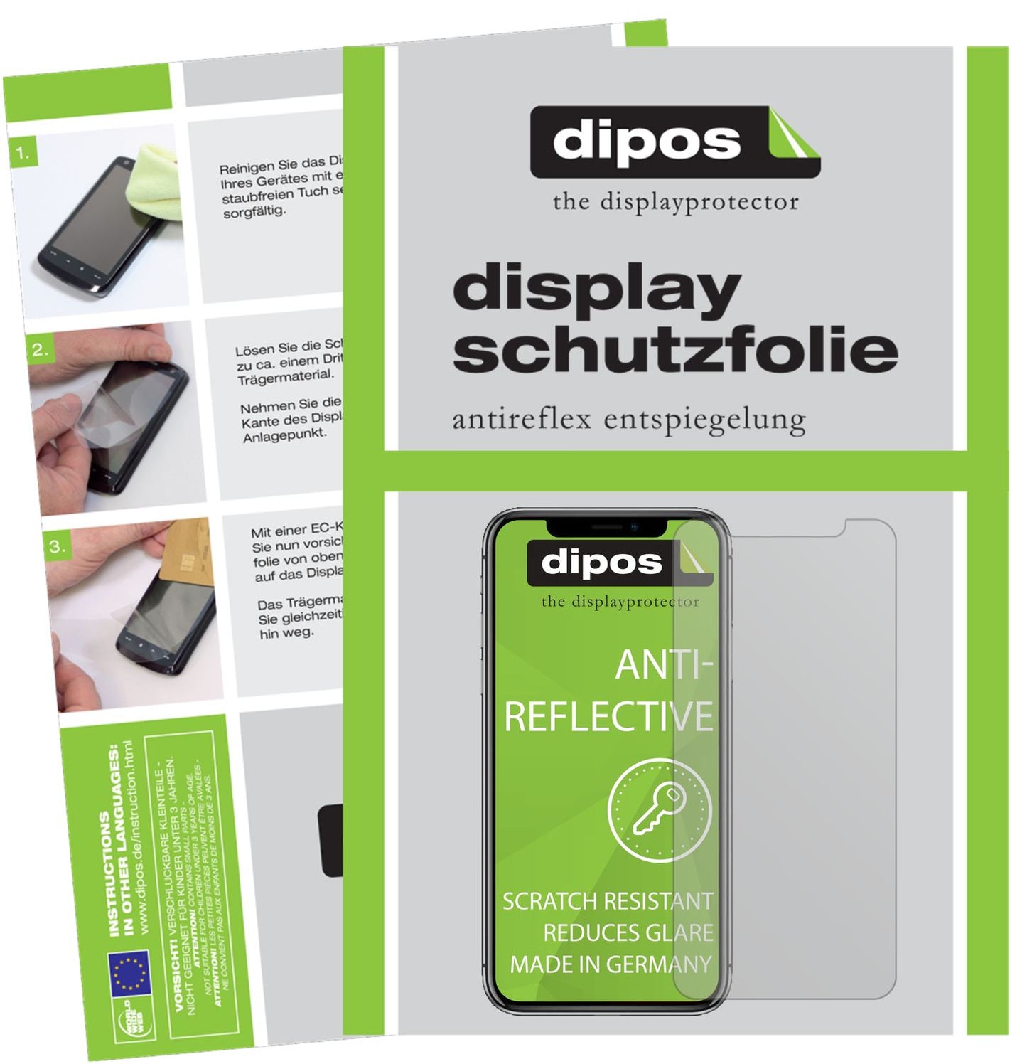 Matte Displayschutzfolie von dipos passend für Apple iPhone 11 Pro, präziser Zuschnitt und blasenfrei montiert
