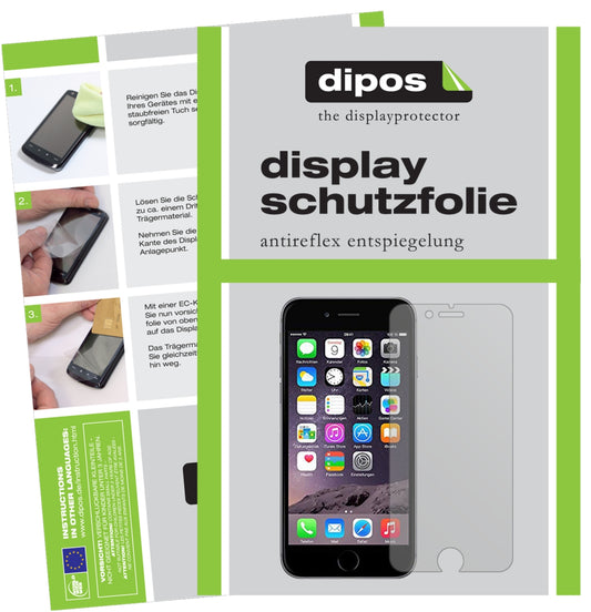 Matte Displayschutzfolie von dipos passend für Apple iPhone 6 / 6S / 7, präziser Zuschnitt und blasenfrei montiert