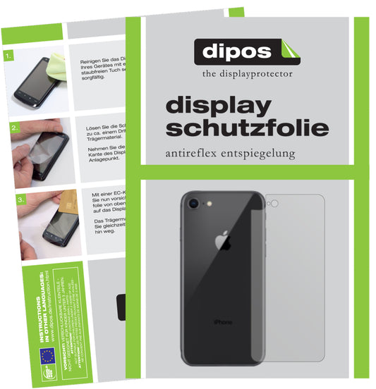 Matte Displayschutzfolie von dipos passend für Apple iPhone SE 2 Rückseite, präziser Zuschnitt und blasenfrei montiert