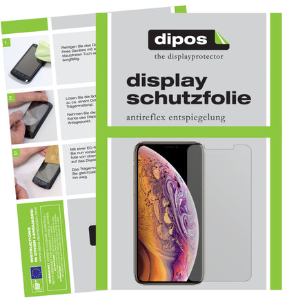 Matte Displayschutzfolie von dipos passend für Apple iPhone XS, präziser Zuschnitt und blasenfrei montiert