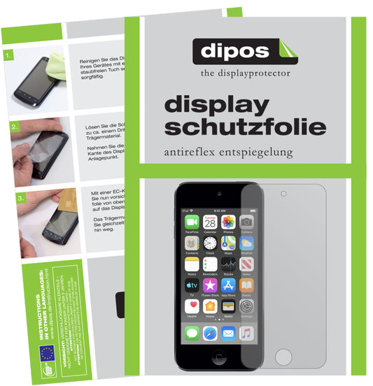 Matte Displayschutzfolie von dipos passend für Apple iPod Touch (2019), präziser Zuschnitt und blasenfrei montiert