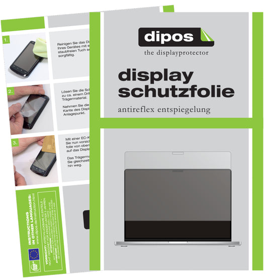 Matte Displayschutzfolie von dipos passend für Apple MacBook Pro 16 Zoll (2021), präziser Zuschnitt und blasenfrei montiert