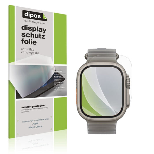 Matte Displayschutzfolie von dipos passend für Apple Watch Ultra 4, präziser Zuschnitt und blasenfrei montiert