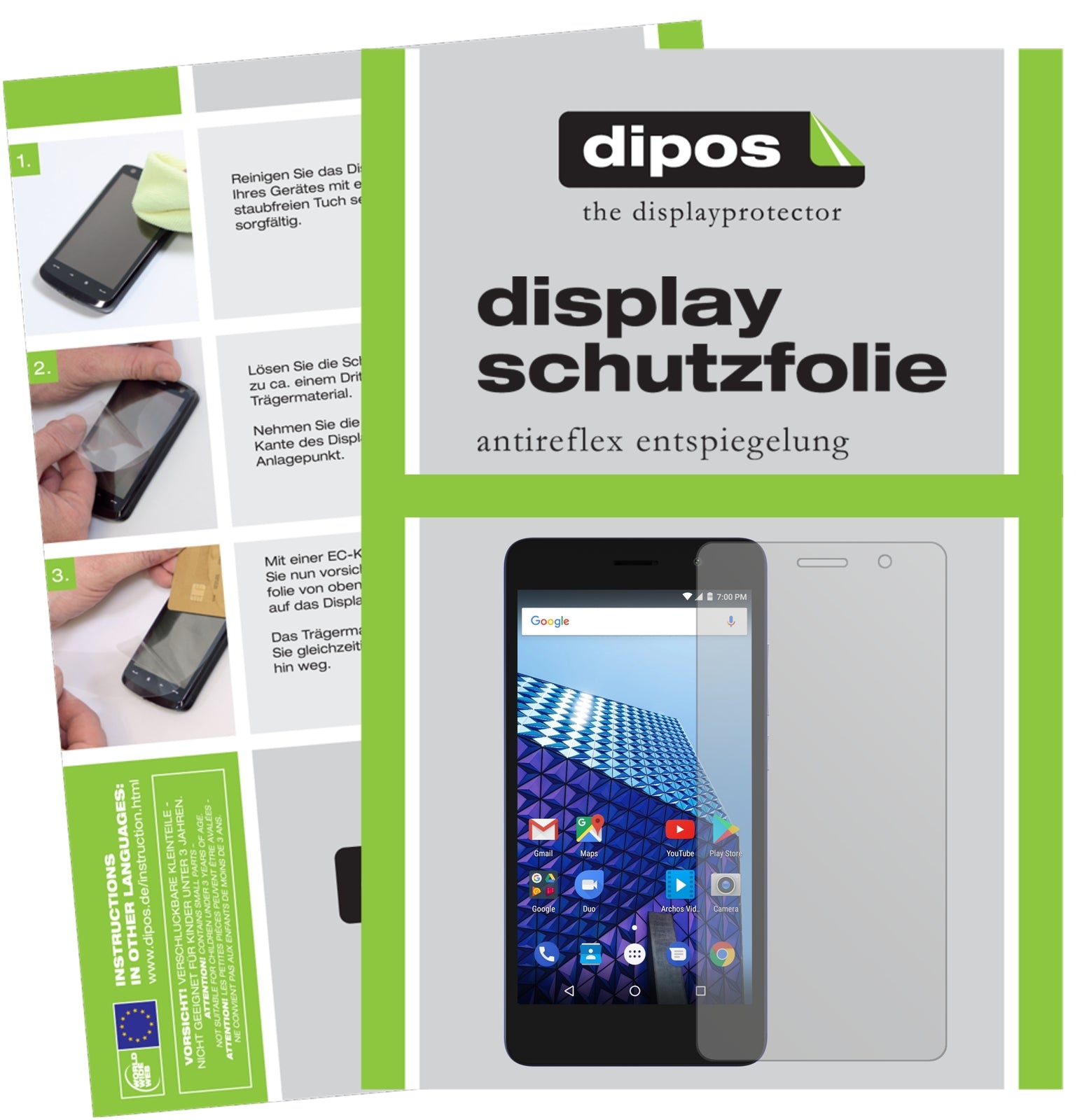 Matte Displayschutzfolie von dipos passend für Archos Access 50 Color, präziser Zuschnitt und blasenfrei montiert