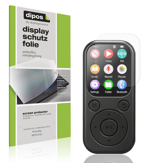 Matte Displayschutzfolie von dipos passend für Aroeally MP3-01D, präziser Zuschnitt und blasenfrei montiert