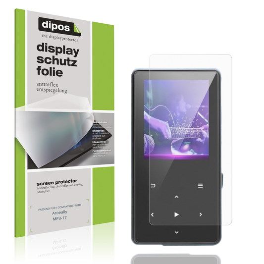 Matte Displayschutzfolie von dipos passend für Aroeally MP3-17, präziser Zuschnitt und blasenfrei montiert