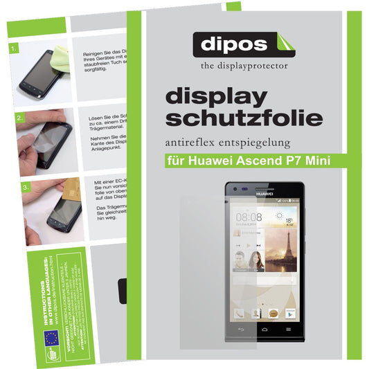 Matte Displayschutzfolie von dipos passend für Ascend P7 Mini Huawei, präziser Zuschnitt und blasenfrei montiert