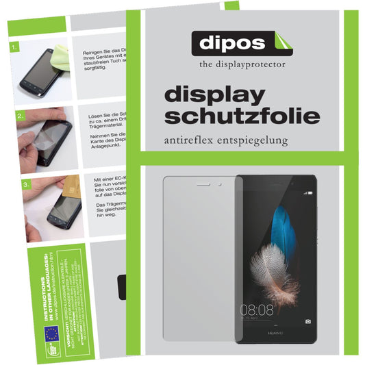 Matte Displayschutzfolie von dipos passend für Ascend P8 Lite Huawei, präziser Zuschnitt und blasenfrei montiert