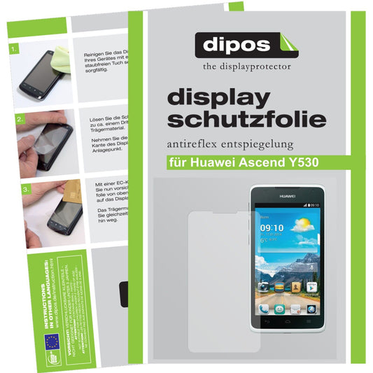 Matte Displayschutzfolie von dipos passend für Ascend Y530 Huawei, präziser Zuschnitt und blasenfrei montiert