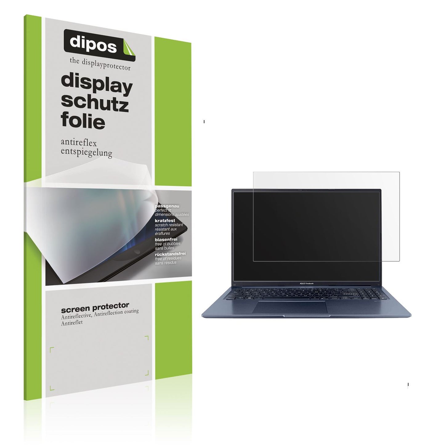 Matte Displayschutzfolie von dipos passend für Asus Vivobook 15, präziser Zuschnitt und blasenfrei montiert