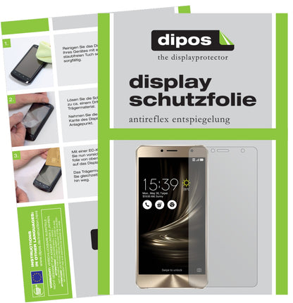 Matte Displayschutzfolie von dipos passend für Asus Zenfone 3 Deluxe ZS550KL 5,5 Zoll, präziser Zuschnitt und blasenfrei montiert