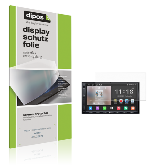 Matte Displayschutzfolie von dipos passend für Atoto A5LG2A7T, präziser Zuschnitt und blasenfrei montiert