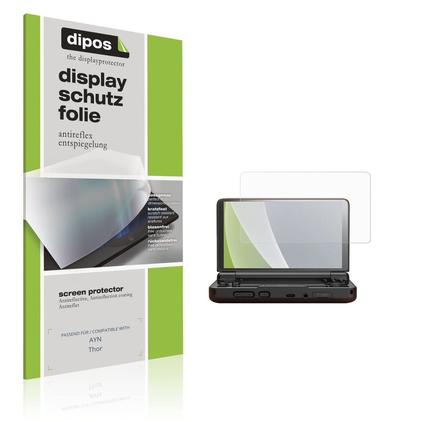 Matte Displayschutzfolie von dipos passend für AYN Thor, präziser Zuschnitt und blasenfrei montiert