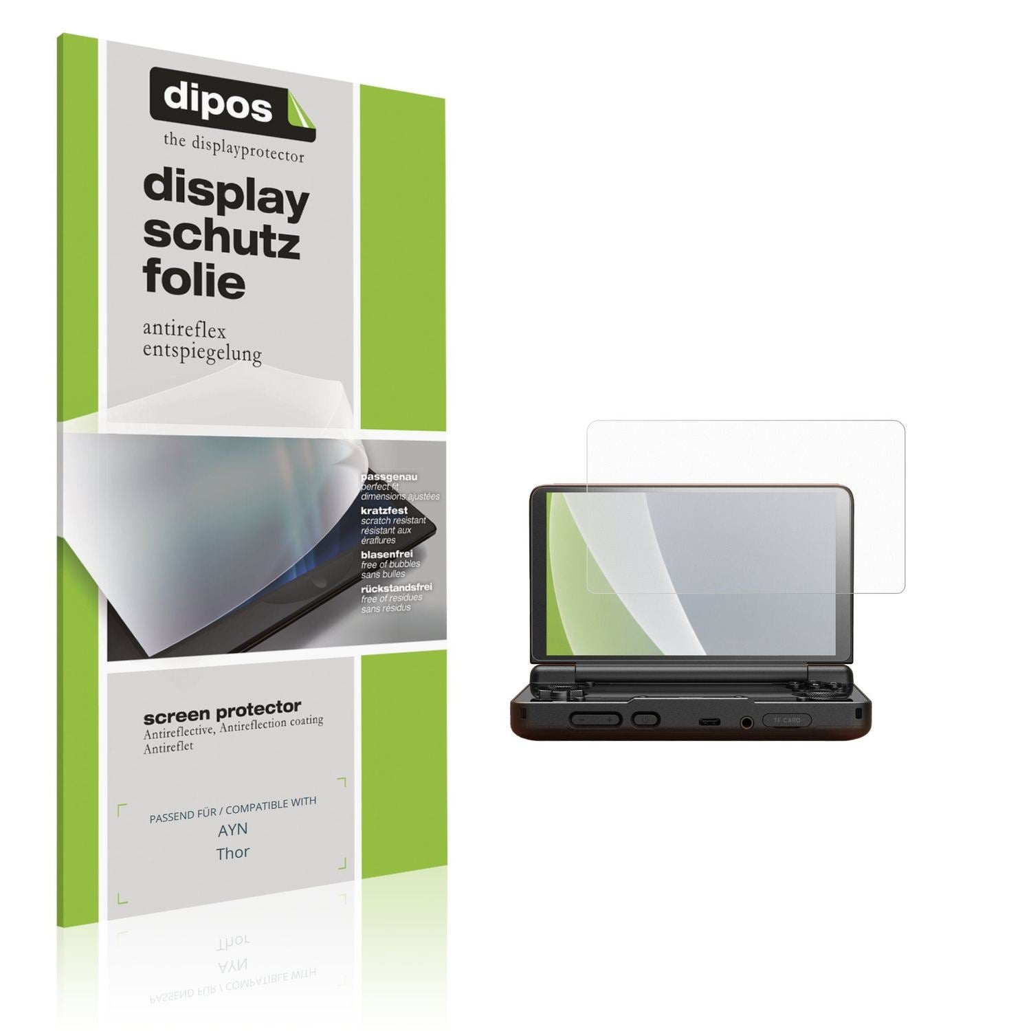Matte Displayschutzfolie von dipos passend für AYN Thor, präziser Zuschnitt und blasenfrei montiert