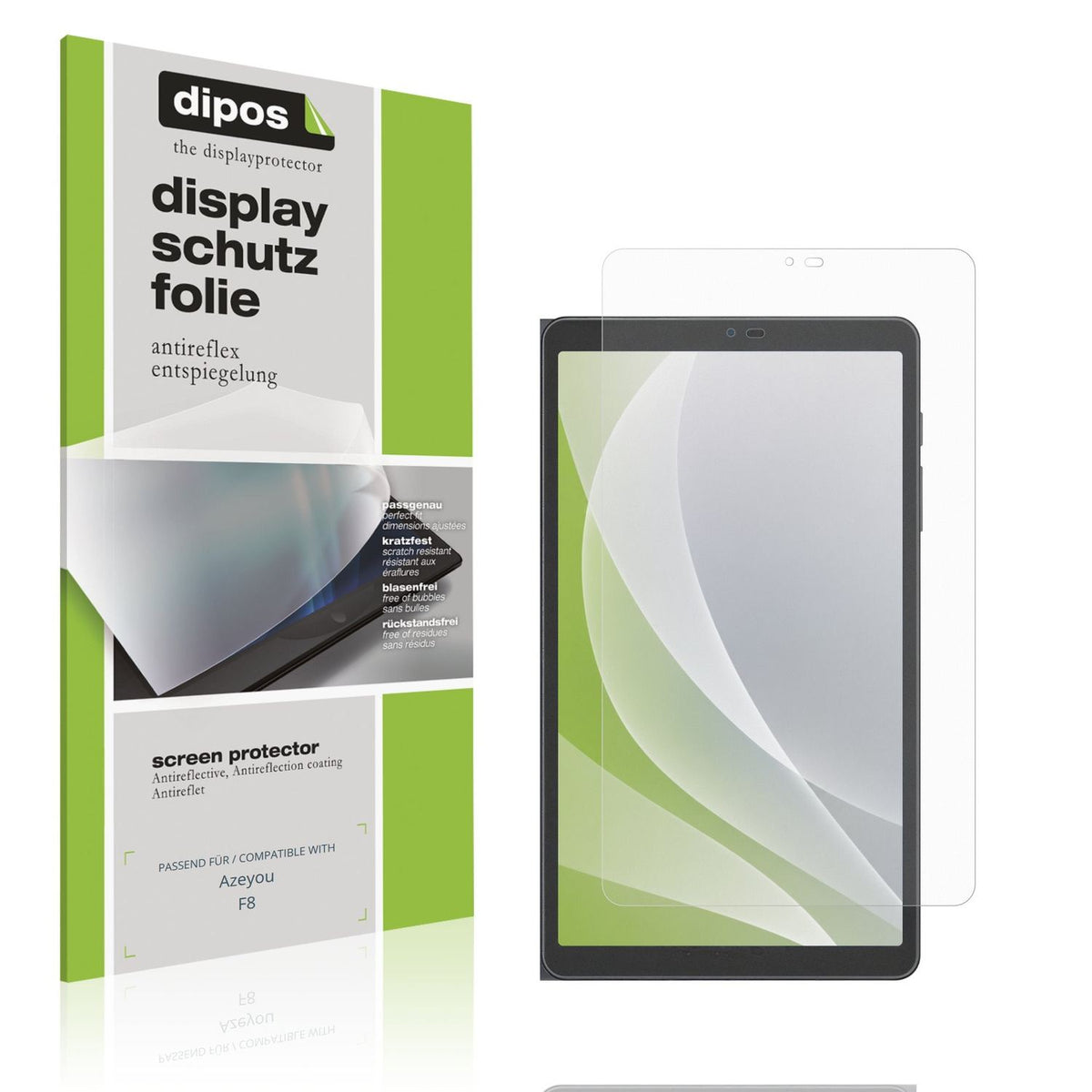 Matte Displayschutzfolie von dipos passend für Azeyou F8, präziser Zuschnitt und blasenfrei montiert