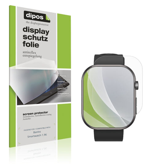 Matte Displayschutzfolie von dipos passend für Banlvs Smartwatch 1.96, präziser Zuschnitt und blasenfrei montiert