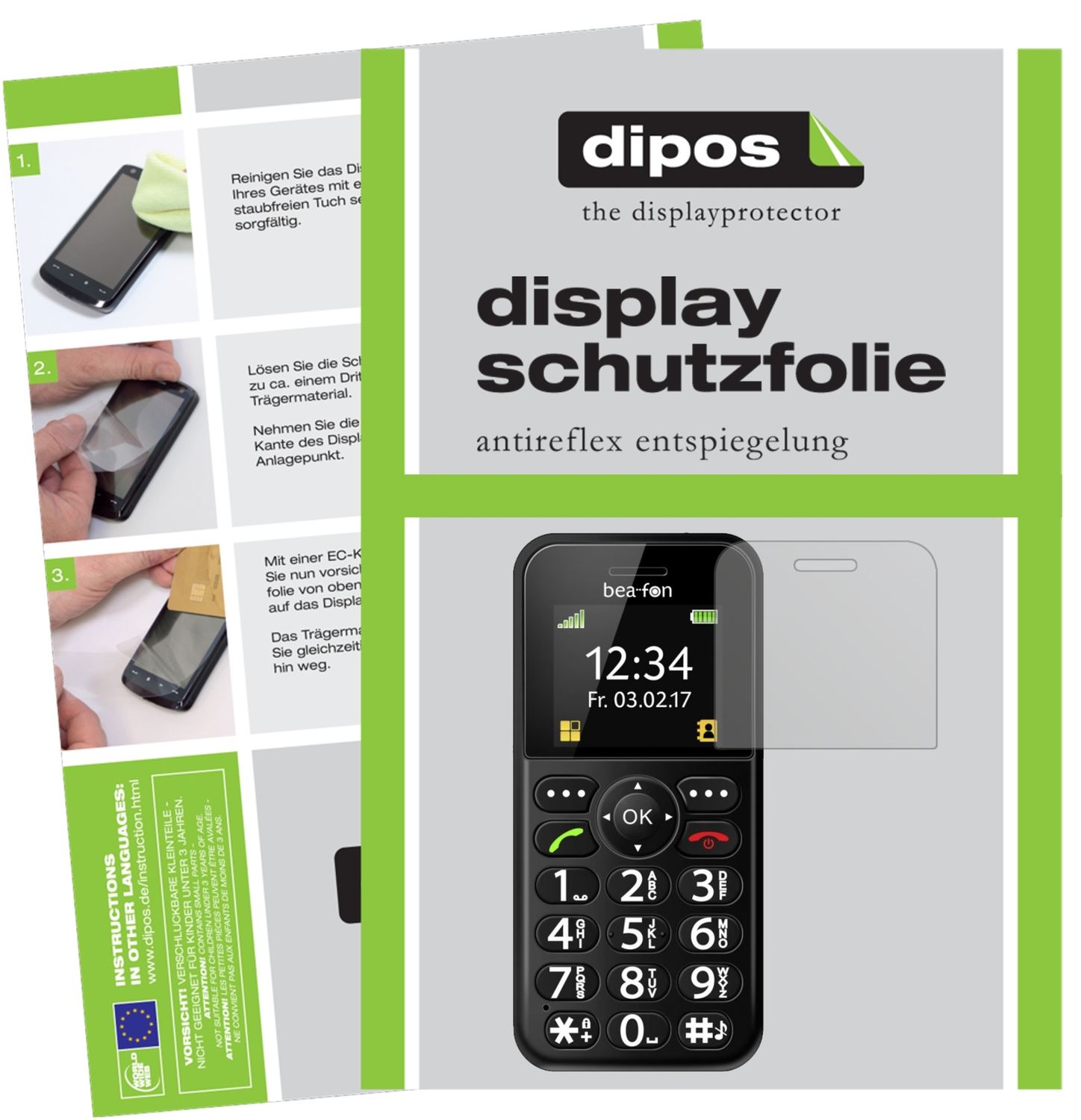 Matte Displayschutzfolie von dipos passend für bea-fon SL150, präziser Zuschnitt und blasenfrei montiert