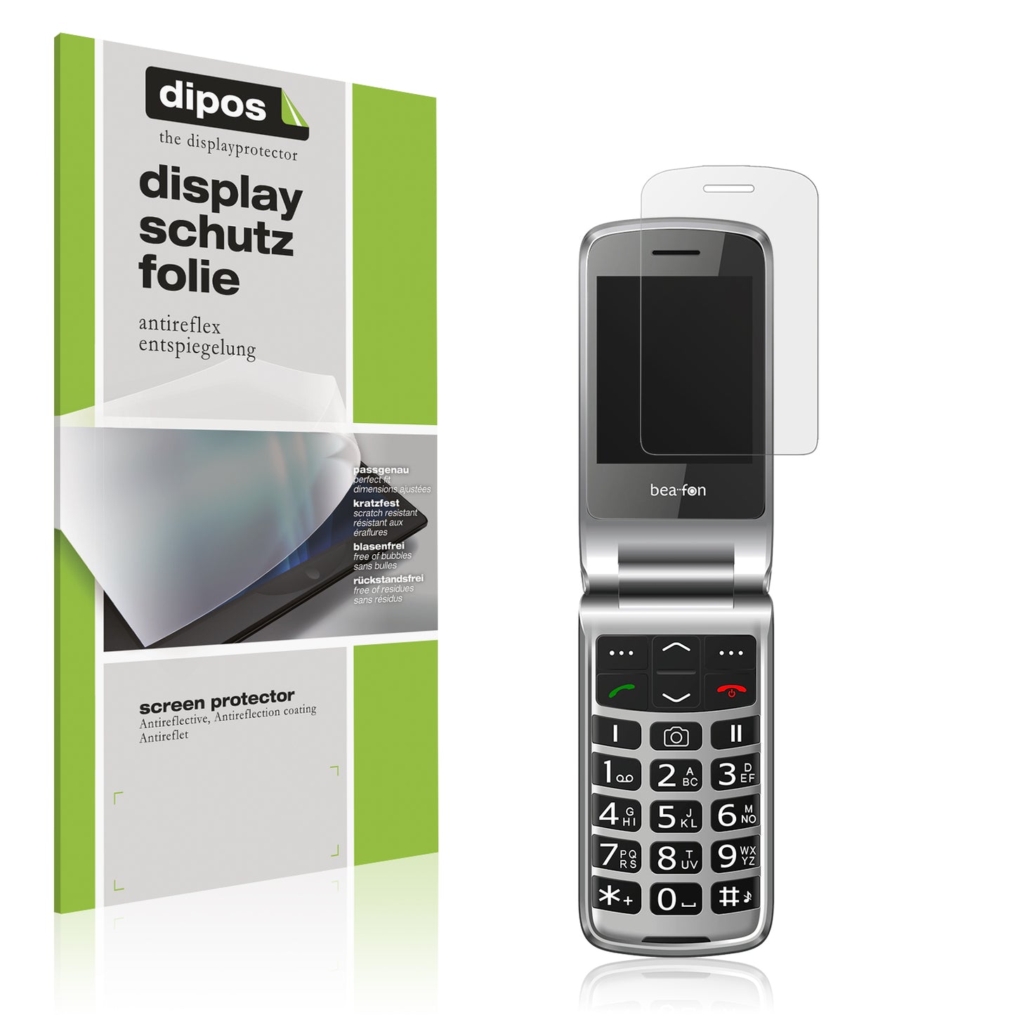 Matte Displayschutzfolie von dipos passend für Beafon SL605, präziser Zuschnitt und blasenfrei montiert