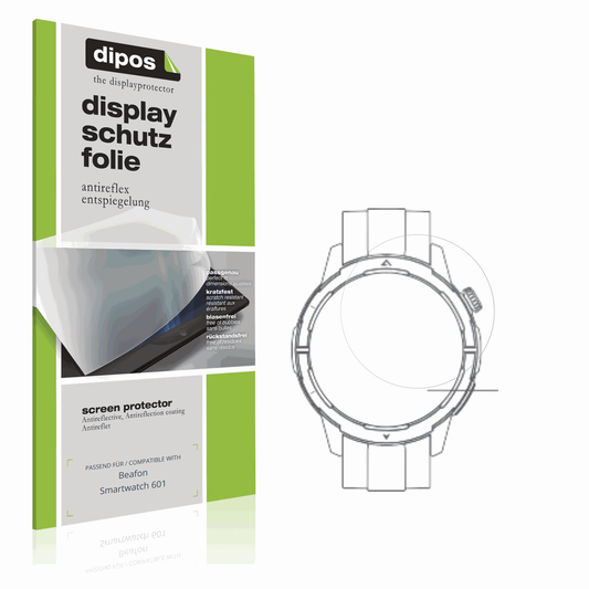 Matte Displayschutzfolie von dipos passend für Beafon Smartwatch 601, präziser Zuschnitt und blasenfrei montiert