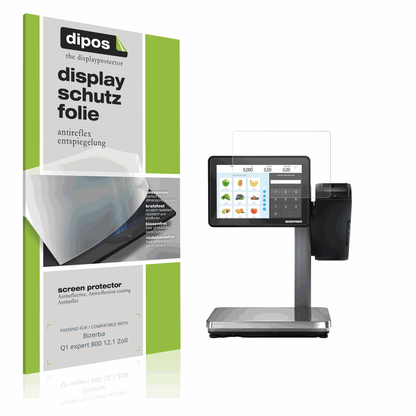 Matte Displayschutzfolie von dipos passend für Bizerba Q1 expert 800 12.1 Zoll, präziser Zuschnitt und blasenfrei montiert